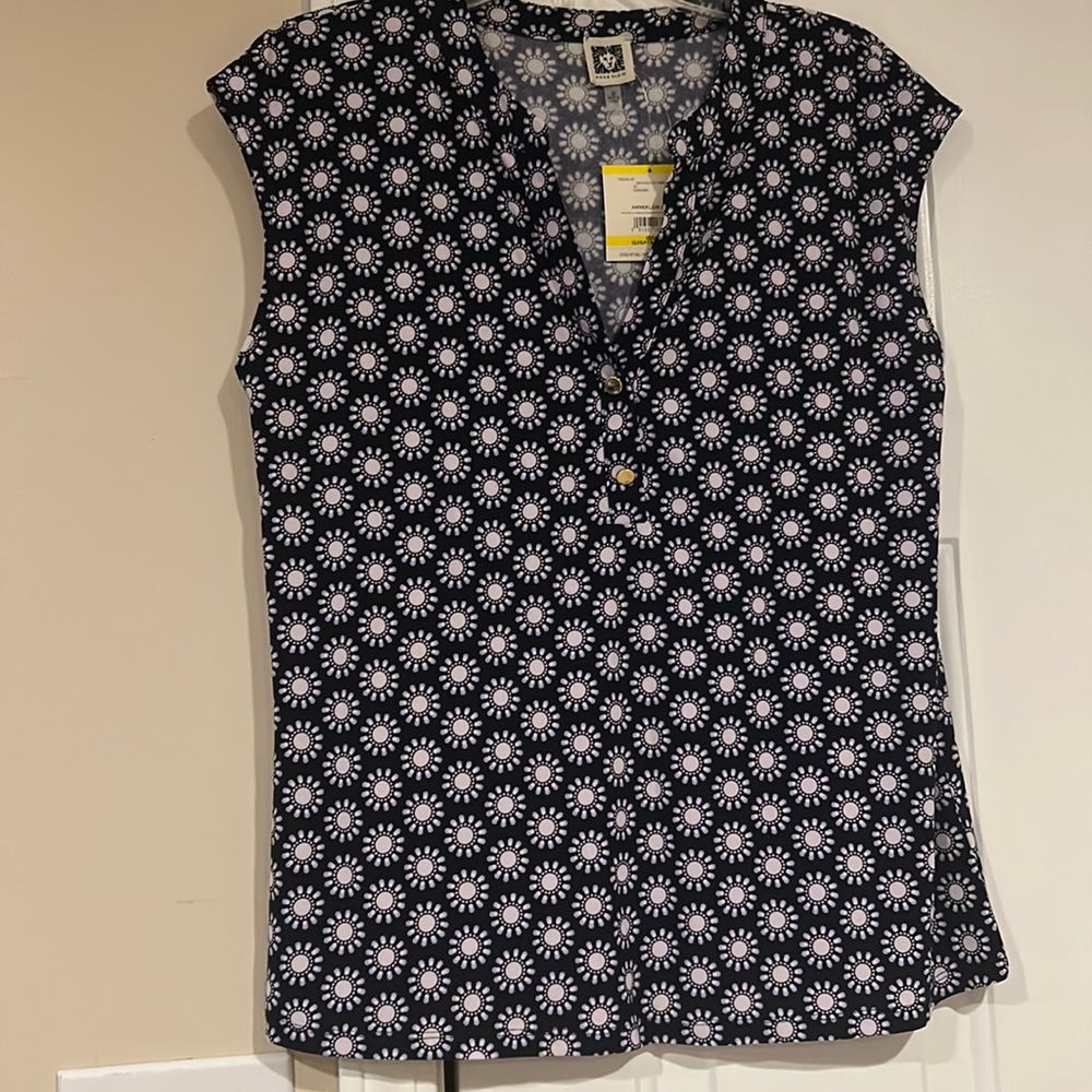 Navy and white Anne Klein top NWT